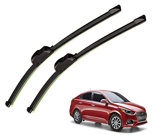 Image of Auto Hub Car Wiper Blades Compatibility With Hyundai Verna 2017 - Set of 2 Pcs (D-24,P-16)