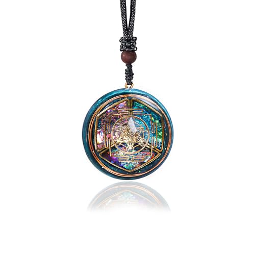 Da Piao Liang Sacred Geometry Orgone Pendant Necklace with Metatrons Cube & Mandala Design - SBB Copper Wire Energy Amulet Black Adjustable 26-Inch Cord Chain for Spiritual Healing