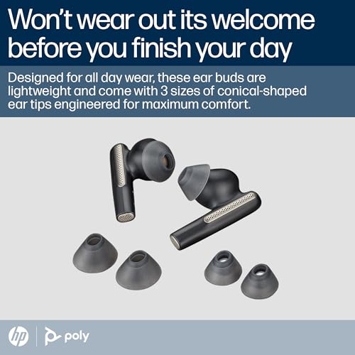 Image of Poly (Plantronics + Polycom)Voyager Free 60 UC True Wireless Earbuds, In-Ear W /Noise-Canceling Mic, 5.8G, Compatible W /Iphone, Android, PC /Mac, Zoom, Teams, Up To 16.5 Hours Talk Time, Black, 7Y8L9AA
