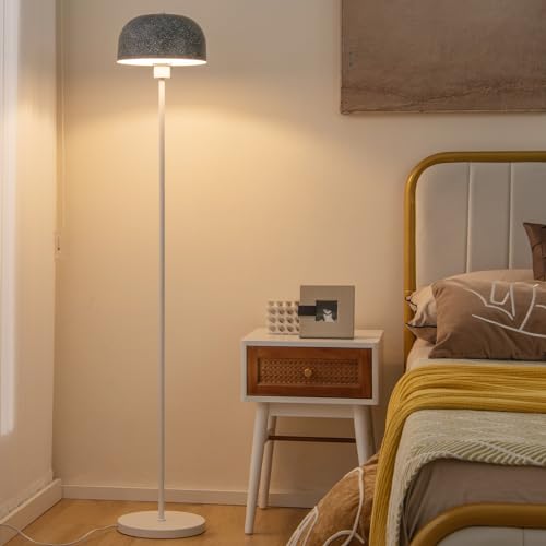 COSTWAY Lampadaire sur Pied en Métal de 146 CM, Lampe Moderne avec Abat-Jour et Interrupteur au Pied, Base Lestée et Culot E27 (sans Ampoule), pour Salon,...