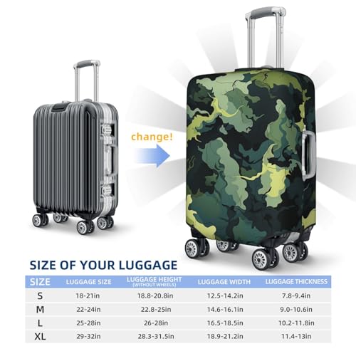Travel Luggage Cover Black and green camouflage Spandex Suitcase Protector Washable Baggage Covers Fashion Elastic Scratch-Resistant Luggage Cover Protector Fits 18-32 Inch Luggage4