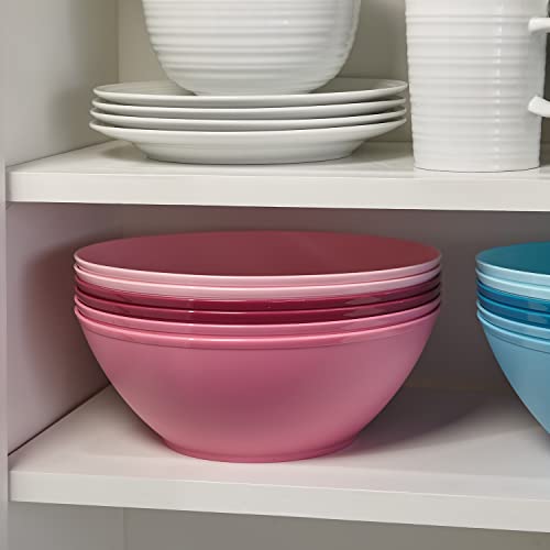 Us Acrylic Fresco 93 Oz. Plastic Stackable Mixing And Serving Bowls For Salads In Pink Berry | Set Of 6 | 10-Inch Reusable, Bpa-Free, Made In The Usa, Dishwasher Safe Dinnerware #TOP3