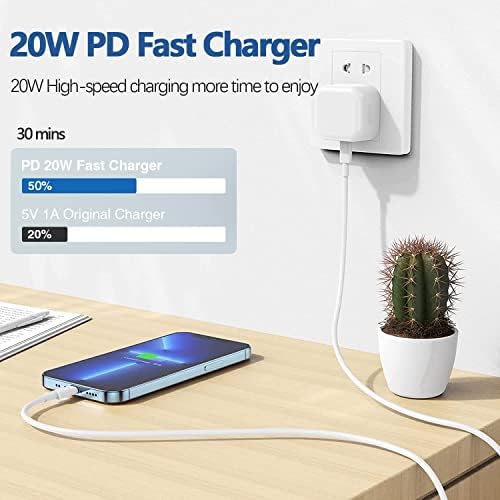 iPhone Fast Charger [Apple MFi Certified] 20W USB C Wall Fast Charger with 2m USB C to Lightning Cable iPhone Charger Plug Adapter and Cable for iPhone 14 13 12 Pro Max/Mini/11/XS/SE/8,ipad