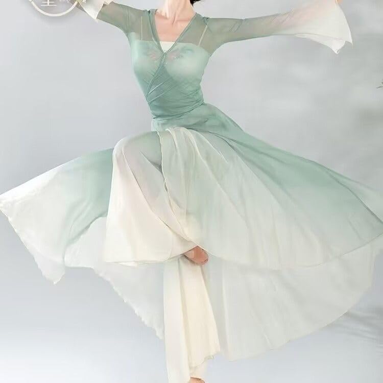Classical Dancer Performance Costumes Elegant Practice Clothes Body Rhyme Outer Gauze Chinese Style Folk Dance