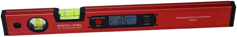 Accurate 16¡± Digital Spirit Level Inclinometer - High Precision Gauge for Shelves, Cabinets & More - Handy Aluminum Alloy Design - AAA Battery Powered - 400mm, Silver