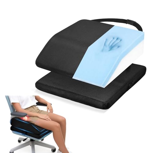 CRAURU Memory Foam Post Hip Surgery Cushion Adjustable Height Hip Replacement Recovery Cushion with Non Slip Bottom and Strap for for Long Sitting Cushions for Wheelchair Office Car