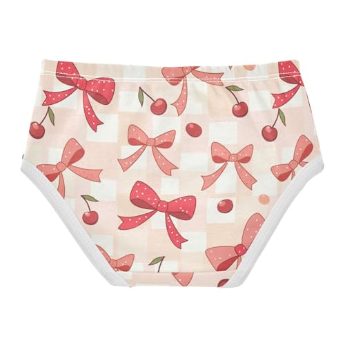 Wusikd Cherries Checkered Girls' Underwear Cotton Bows Girls Briefs Soft Toddler Underwear 2T2