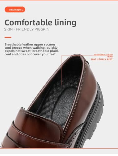 Stylish Leather Loafers with Platform Sole Comfortable Slip-on Design for Casual and Semi-Formal Occasions Unique Brogue Detailing and Durable Construction3