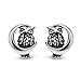 925 Sterling Silver 13 mm Midnight Wisdom Owl On A Crescent Moon Symbol Post Stud Earrings