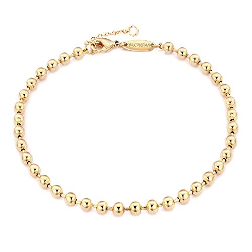 VACRONA Gold Tiny Beaded Bracelet 14K Gold Plated Chain Bracelets for Women Dainty Handmade Bracelet Adjustable Chain Jewelry Gifts for Girls