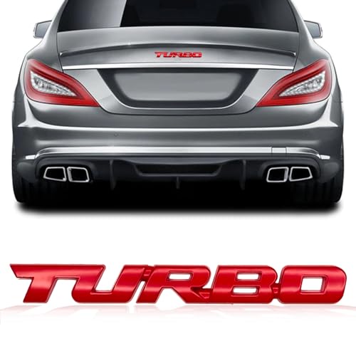 Image of Msyuusr 2PCS Turbo Car Emblem, Premium Metal Turbo Badge, 3D Turbo Metal Fender Logo Badge Sticker, Car Accessories Car Emblem Decal for All Cars, Truck, SUV（Red）
