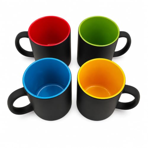 Image of Ceramic Mug Set of 4 – 12 oz, Matte Multicolor Coffee Mugs (Classic)