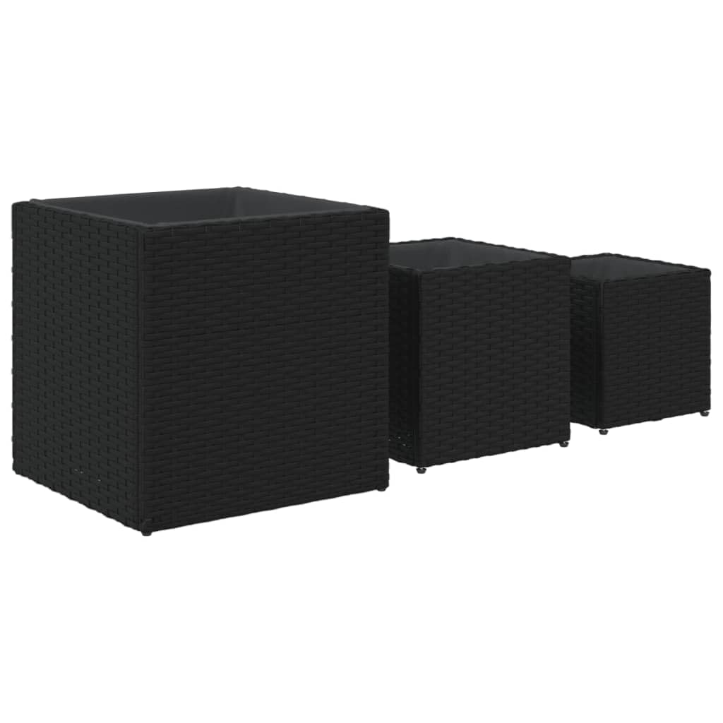 Rantry Pflanzgefäße für den Garten, 3 Stück, schwarz, aus Polyrattan, Pflanzgefäß für den Außenbereich, Gitter-Pflanzgefäß für den Garten