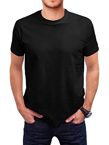 Love My Fashions Men's Round Neck Short Sleeves Plain T-Shirt Black