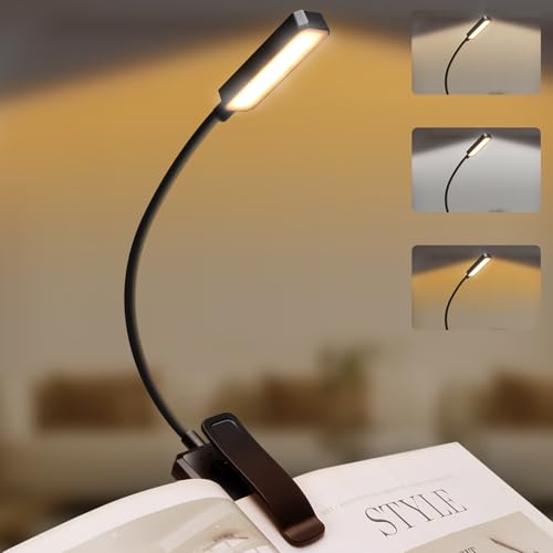 Lista de Lampara de clip - 5 favoritos. 47 SWRWJ Luz de Lectura LED - Luz de Lectura Libro Recargable - 3 Colores y Regulación Continua, Control Táctil, Clip Ajustable Lámpara para Leer, Cama, Estudio, Trabajar, Viaje
