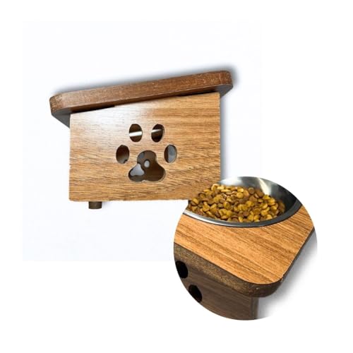 Comedouro Inclinado Elevado Cachorro Gato Duplo Tigela Inox (Marrom)