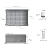 EYPINS Wasserdicht Verteilerkasten Mit Lüftungsgitter, Anschlussdose ABS Kunststoff Gehäuse außen Steckdosenkasten, Schaltkasten, Stromkasten mit Montagezubehör 40x30x16cm | Grauer Schaltschrank – Ansicht 3