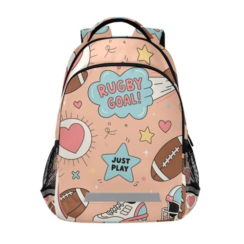 KLL Rugby Ball Goal Pink Heart Just Play Pattern Designed traveling backpacks for kids with big books bag for boy mochilas escolares para ni?as