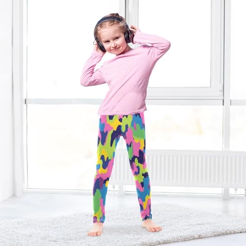 Rainbow Camouflage Girls Leggings Soft Stretch Workout Yoga Dance Pants for Kids Casual Tights4