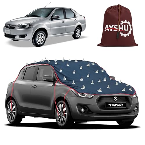 Image of AYSHU Water-Resistant Spike Car Cover for Fiat Siena - Protects from Dogs, Monkeys, Dust, Sunlight & UV - Full Roof Universal Fit