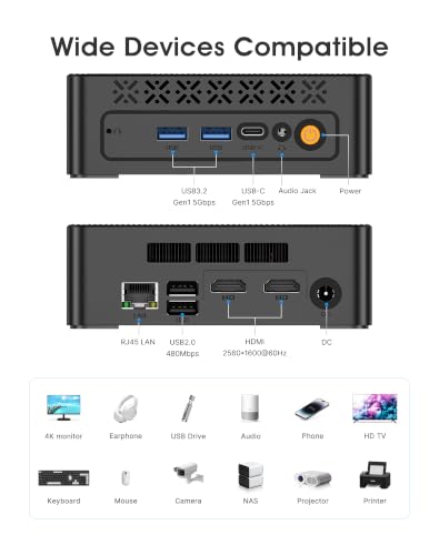 Image of Mini PC Pre 10 Pro, Core 5005U Processor, 8GB RAM 512GB SSD Mini Desktop Computer, Dual HDMI 2.5K Display Support, Gigabit Ethernet , WiFi 5 Bluetooth 5.0, Compact Business PC for Office Home