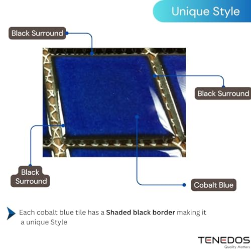 Tenedos CBLT22SQR Premium Quality 2 Inch Cobalt Blue Square Pattern Porcelain Mosaic Tile (Not Peel And Stick Tile) For Kitchen Backsplash, Pool Tile thumb #2