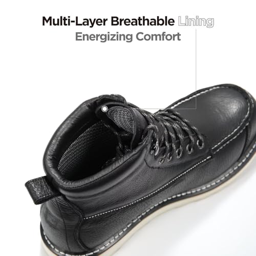Image of SUREWAY Mens 6 inch Heavy Duty Waterproof Work Boots - Composite Toe, EH Construction Industrial Safety Leather Boots, Lace Up Moc Toe, Oil /Slip Resistant Comfortable Outsole