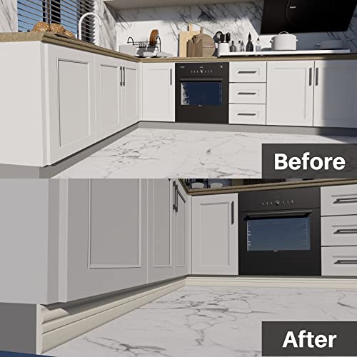 Coukiu Flexible Baseboard Molding Trim, Peel And Stick Rubber Wall Base Moulding Trim, 4 Inch X 16.4 Feet Self-Adhesive Vinyl Wall Base Cove Base (Creamy White) #TOP4