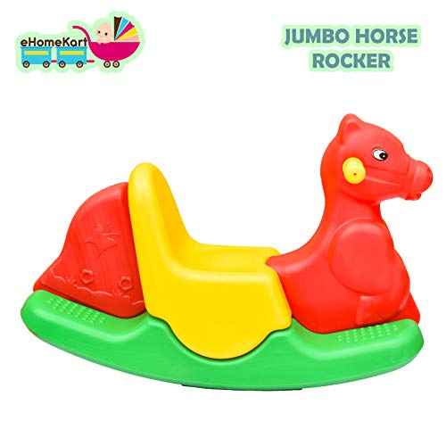Image of eHomeKart Rocker for Kids - Multi-Color Plastic Horse Ride-on Toy - Perfect for Indoors and Outdoors - for Boys and Girls (84 x 31 x 46 cm (Horse Rocker)