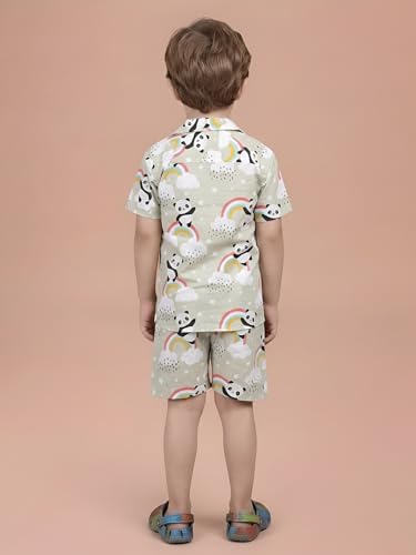Image of POLKA TOTS Boys 100% Cotton Vacation Wear Co-ord Set | Trendy Printed Shirt & Shorts Combo for Kids | Breathable Summer Beach Outfit for Toddlers & Infants | Lightweight Daily Wear & Night Suit