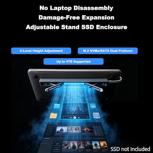 Caja externa M.2 SSD con soporte para laptop gris miniatura 4