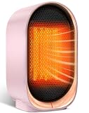 Space Heater, Portable Heater for Indoor Use, Small Electric Heaters with Overheat & Tip-Over Protection, Mini Desk Heaters for Office Bedroom Bathroom, Compact & Efficient Heating, Pink