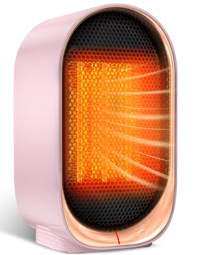 Image of Space Heater, Portable Heater for Indoor Use, Small Electric Heaters with Overheat & Tip-Over Protection, Mini Desk Heaters for Office Bedroom Bathroom, Compact & Efficient Heating, Pink