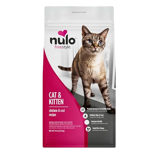 Nulo Freestyle High Protein Cat & Kitten Food, Chicken & Cod Recipe - Natural Grain-Free Dry Cat Food with Omega Fatty Acids & Probiotics, 14 lb Bag