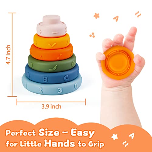 Edujoy Baby Toys 6 To 12 Months, Stacking Rings Soft Toys Baby Teethers, Neutral Baby Stuff 10 9 8 7 6 Month Old Baby Easter Gifts For Boy Girl 3-6 Months, Infant Teething Toys For Babies 6-12 Months #TOP4