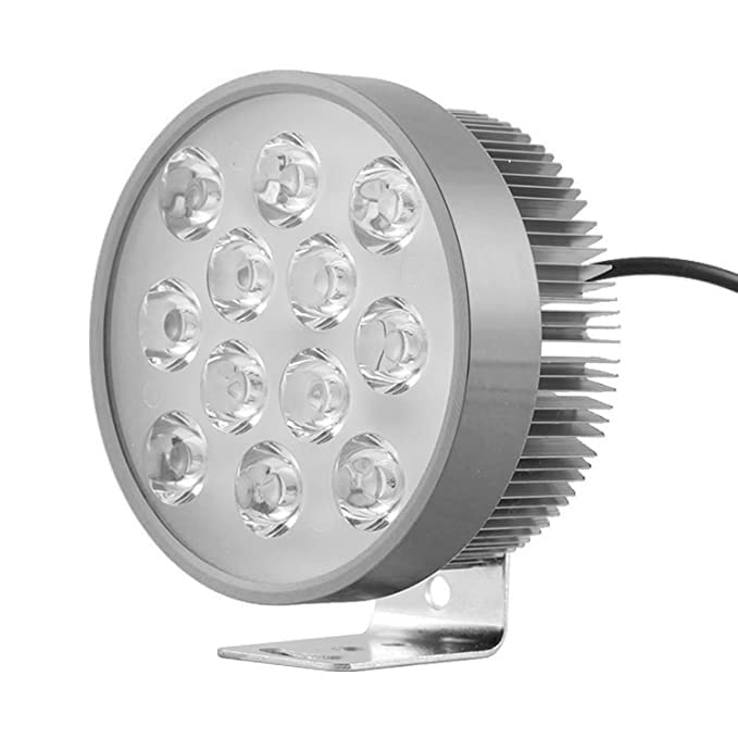 Allextreme EX12FS1 12 LED Round Fog Light Off-Road Driving Spot Lamp for Motorcycle SUV Jeep Car Truck (24W, White Light, 1 PC)