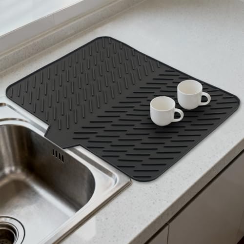 LKYLIVE Silicone Drying Mat, 23"X17" With Built-in Drain Lip,Heat-Resistant,Eco-friendly,Hygienic Drying Pad,Leak-Proof and Non-Slip,Silicone Dish Drying Mat for Kitchen Counter or Sink（Black 23X17） by LKYLIVE - Image 7