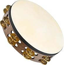 Jingle Ring with Drumhead - The tambourine is played by shaking it by hand or striking the frame or the drumhead Brass Jingles - The jingles of this double-row tambourine deliver a characteristic vintage sound Hand-selected Goatskin - For an authenti...