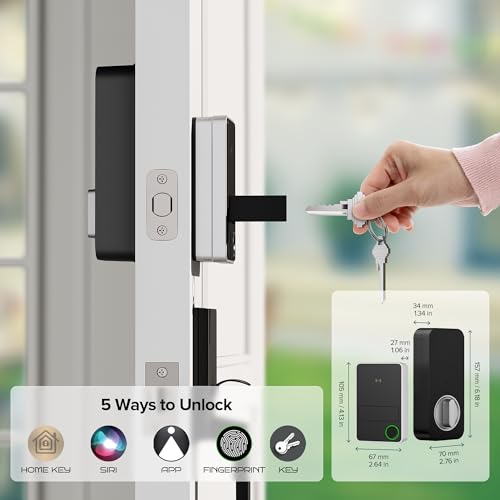 Image of X3 Apple Home Key Door Lock Deadbolt, iOS ONLY, Smart Keyless Entry Door Lock with Fingerprint, Works with HomeKit Over Thread (Border Router), Voice /App /Remote Control, IP65 Weatherproof, Silver