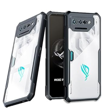 Guizzcg para ASUS ROG Phone 7/7 Pro / 7 Ultimate Capa, Amortecedor de TPU Macio + Traseiro de Acrílico, Airbag de Grau Militar Proteção Contra Quedas,Preto