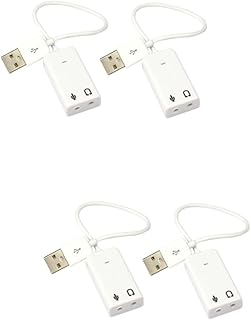 UKCOCO 4 pcs computer sound card external sound card for laptop USB sound card for laptop Free Drive Sound Card Sound for Computer Independent Sound Card Desktop with line white