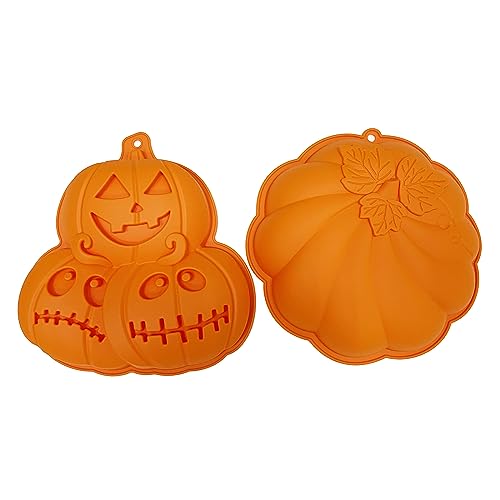 Ashuxxn 2 piezas Molde de Calabaza Molde Calabaza Halloween Molde de Calabaza 3D Moldes de Silicona DIY Halloween Molde de Silicona para Tartas para hacer chocolate (A)