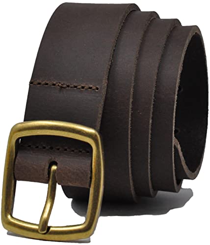 Ashford Ridge Made in England 34mm Full Hide Leather Belt with Brass Colour Full Buckle