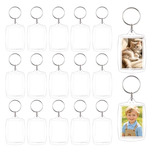 Image of hoyuwak 2.16x1.8 Inch Acrylic Photo Keychains - Clear Blank Picture Frame Keyrings for Custom Photos & Gifts