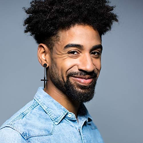 18 Pairs Stainless Steel Mens Earrings Piercing Crystal Hinged Earrings Cross Dangle Earrings Studs Cross Earrings For Men Women Boys Hoops Earrings Clip On Earrings Black Gold Silver Earrings Set #TOP7