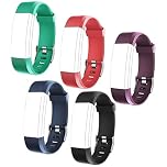 Replacement Watch Straps, 5pcs/set Adjustable Id115plus Hr Smartband Straps for Fitness Tracker Smart Watch (black, Red, Blue, Green, Purple), Pro Wristband Replacement, Id115plus Hr Replacement Band,