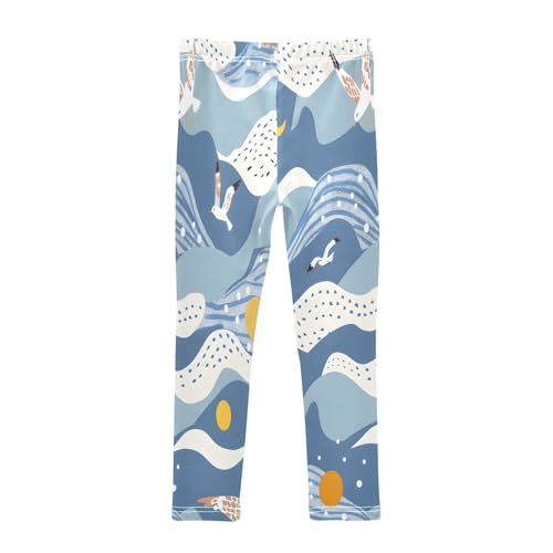 Toddler Girls Leggings Printed Yoga Pants Leggings Summer Beach Wave and Gull for Kids2