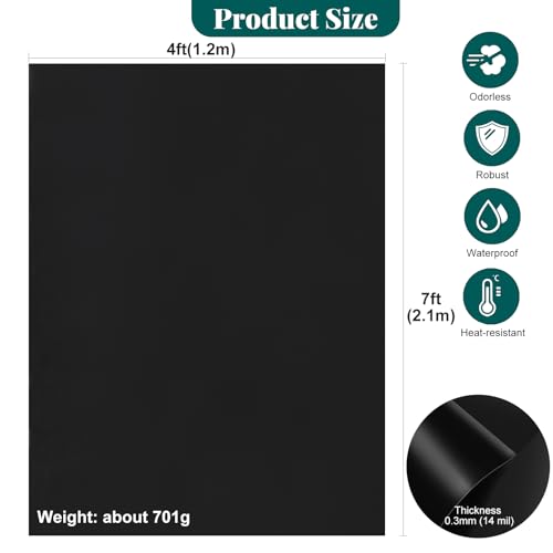 Coolty Teichfolie, schwarz, robuste Unterlage, Garten, Fischteiche, vorgeformte Auskleidungen für Fischteich, Landschaftsbau, Wasserspiel, Bachläufe, Springbrunnen, Wasserfall (1,2 m x 2,1 m)