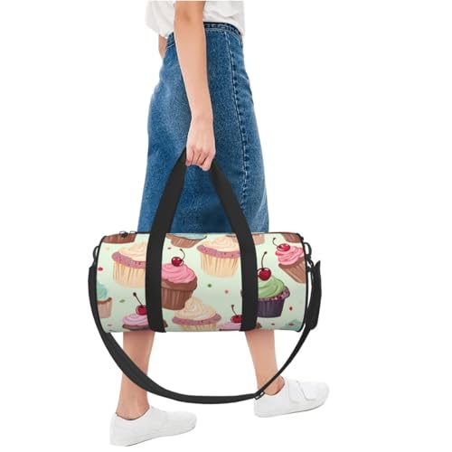 Travel Duffle Bag Weekender Bags for Men Women with Shoe Compartment Large Capacity Weekender Overnight Bag Cupcake Carry On Tote Bags Sport Gym Bag for Travel Yoga, Black, One Size 5