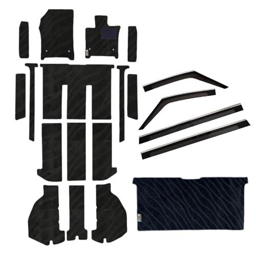 【D.Iプランニング×トヨらぶ コラボ商品】 新型 アルファード ヴェルファイア 40系 フロアマット&ステップマット & セカンドラグマット&ドアバイザーセット 織柄黒 社外品